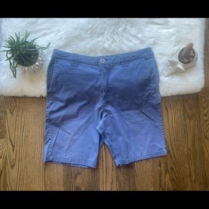 O'Neill Mens Size 34 Standard Fit Cotton Chino Khaki Shorts Flat Front Blue EUC